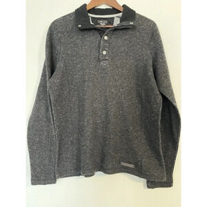 Ex Officio Sweater Men’s M L Charcoal‎ Gray Poly Wool Blend 1/4 Snap Pullover